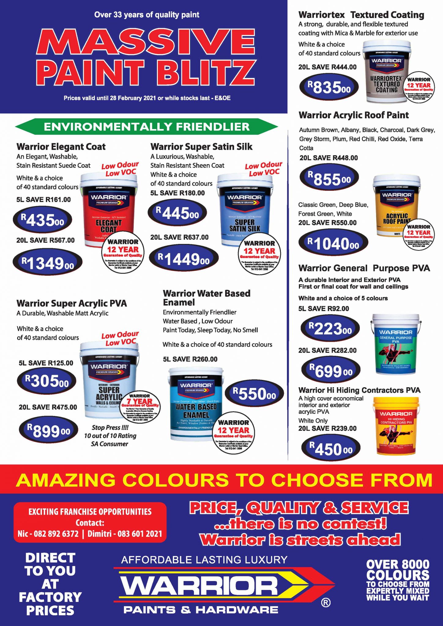 Specials and promotions Paint Affordable and Luxury Paints South